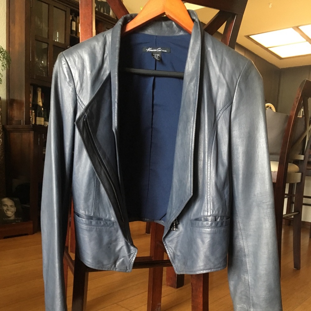 Navy leather jacket